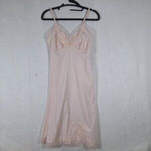 Vintage Van Raalte Baby Doll Lace Pink Nylon Slip